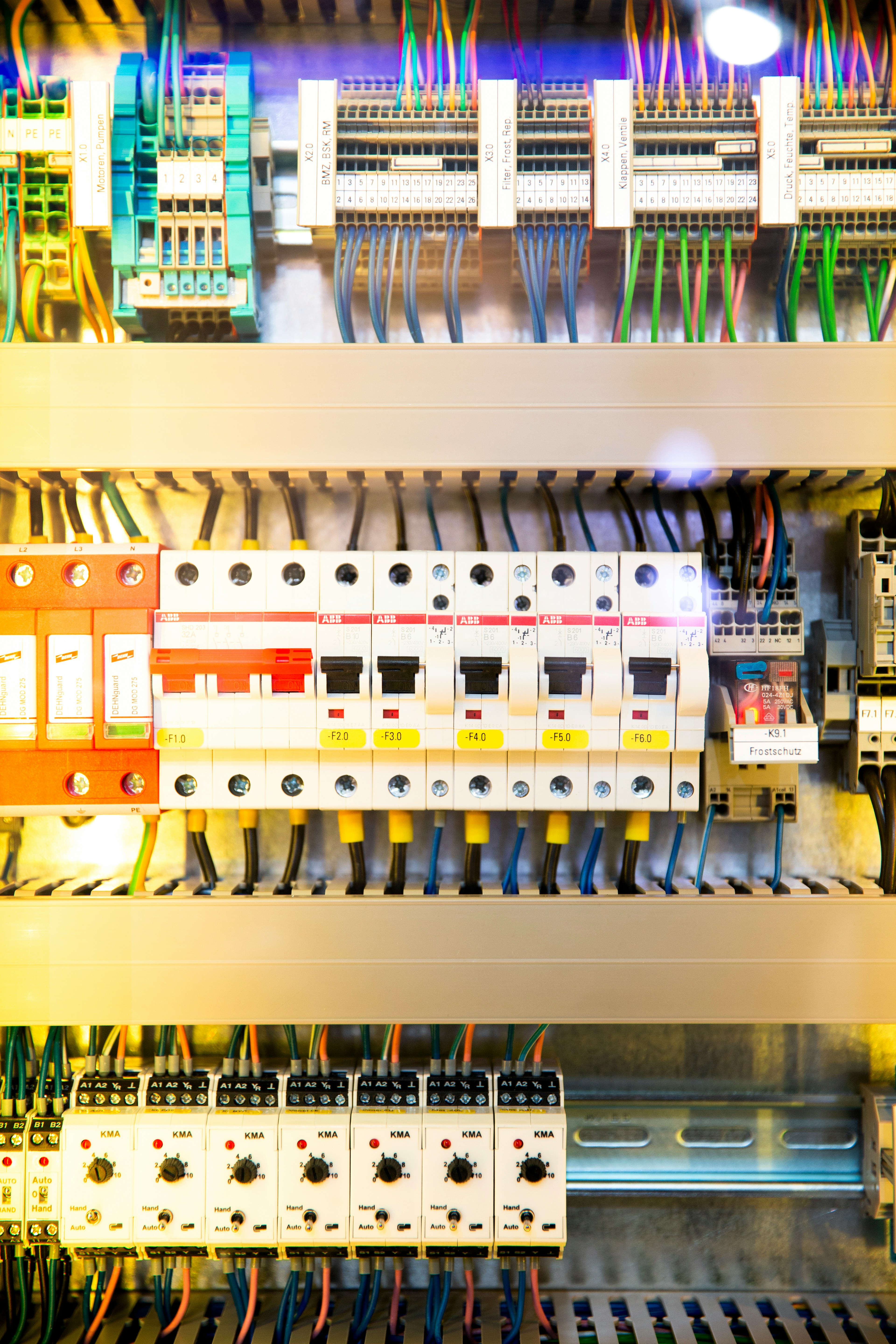 Elektrisch verdeelbord met automatisering en zekeringen